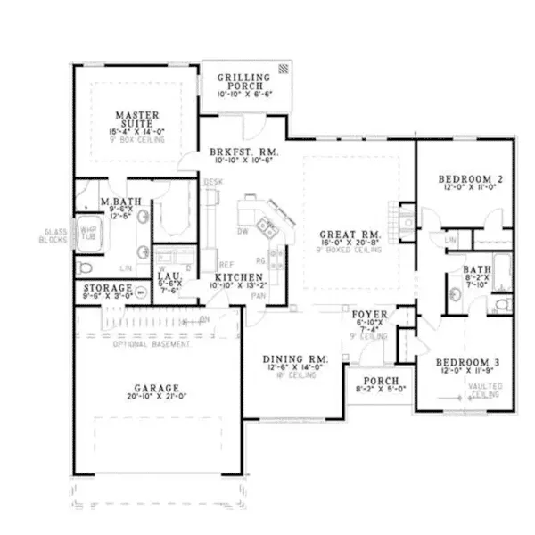 Contemporary House Plan First Floor - Brickell Traditional Ranch Home 055D-0543 - Search House Plans and More