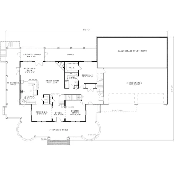 Farmhouse Plan First Floor - Schiller Manor Luxury Home 055D-0544 - Shop House Plans and More