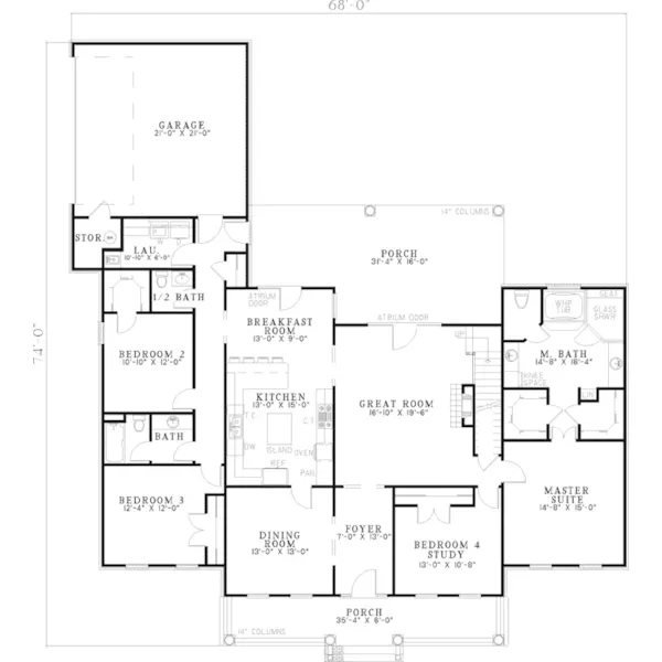 Country House Plan First Floor - Julien Cape Cod Ranch Home 055D-0546 - Search House Plans and More