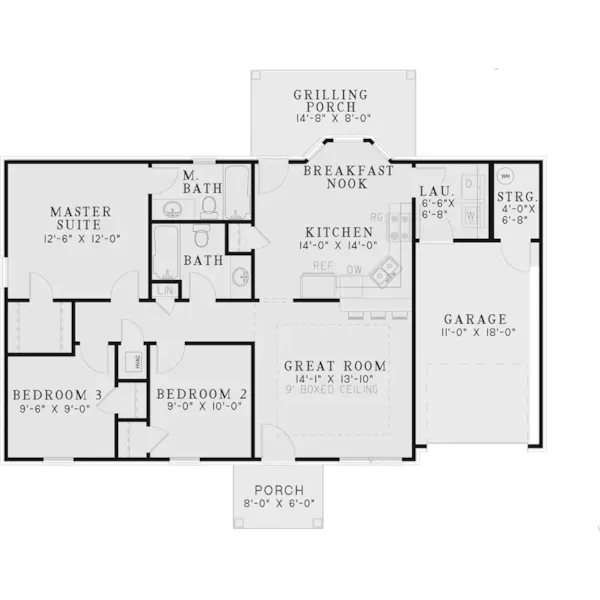 Traditional House Plan First Floor - Haywood Ranch Home 055D-0549 - Search House Plans and More