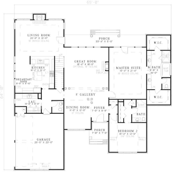 Contemporary House Plan First Floor - Feinstein Traditional Home 055D-0552 - Search House Plans and More