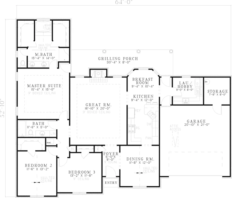 Southern House Plan First Floor - Benwirth Ranch Home 055D-0556 - Search House Plans and More