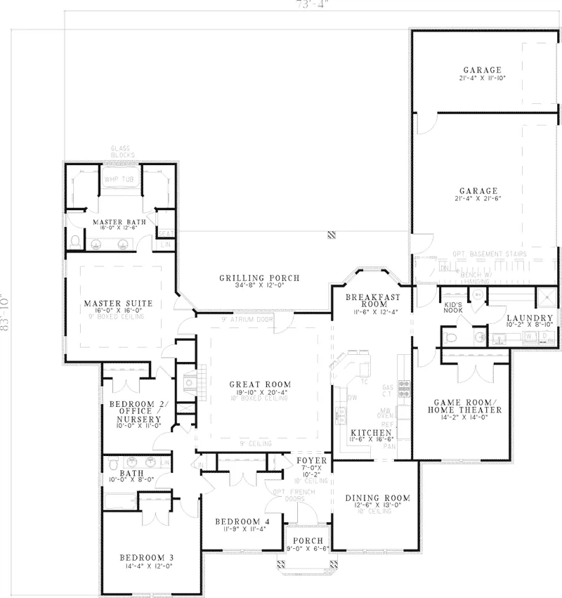 Southern House Plan First Floor - Failoni Ranch Traditional Home 055D-0561 - Search House Plans and More