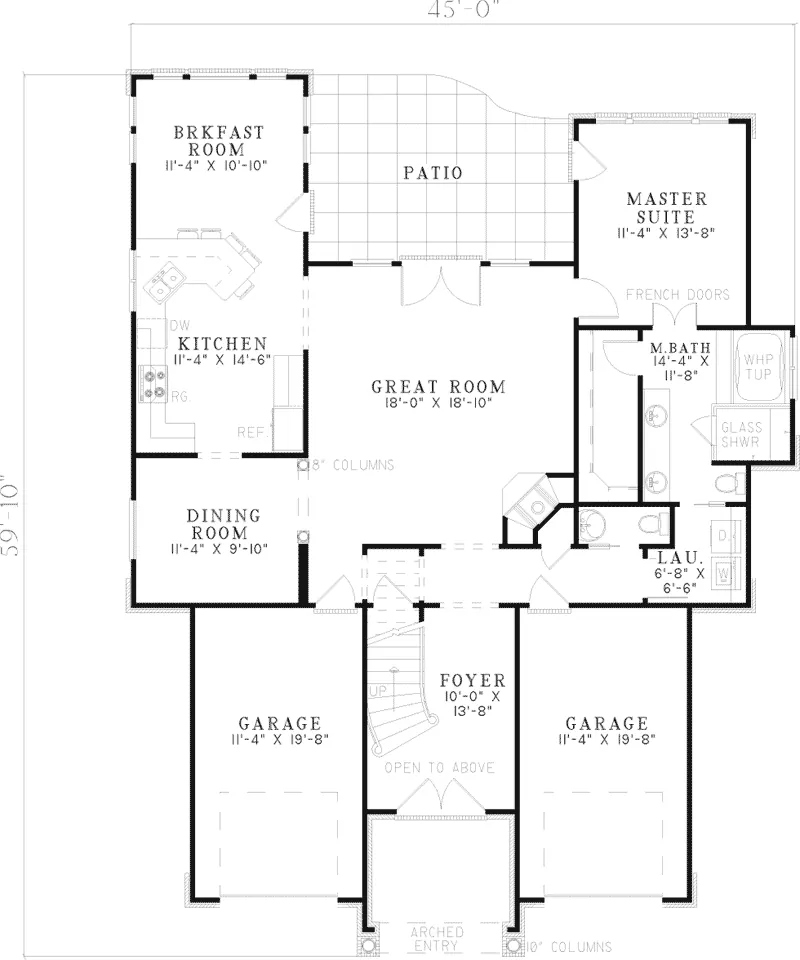 Contemporary House Plan First Floor - Brights Grove Traditional Home 055D-0563 - Search House Plans and More