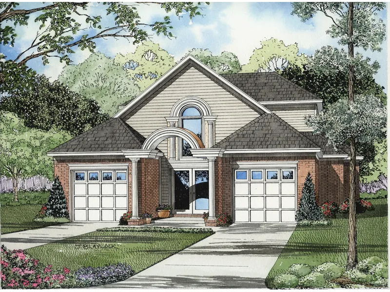 Symmetrical Traditional Home With Alluring Arched Entryway