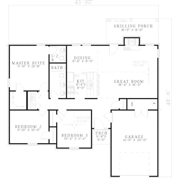 Ranch House Plan First Floor - Weatherby Ranch Style Home 055D-0564 - Shop House Plans and More