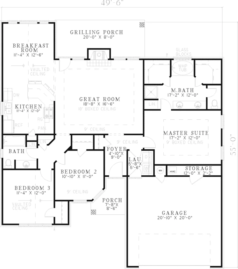 Southern House Plan First Floor - Hillsgate One-Story Home 055D-0565 - Search House Plans and More