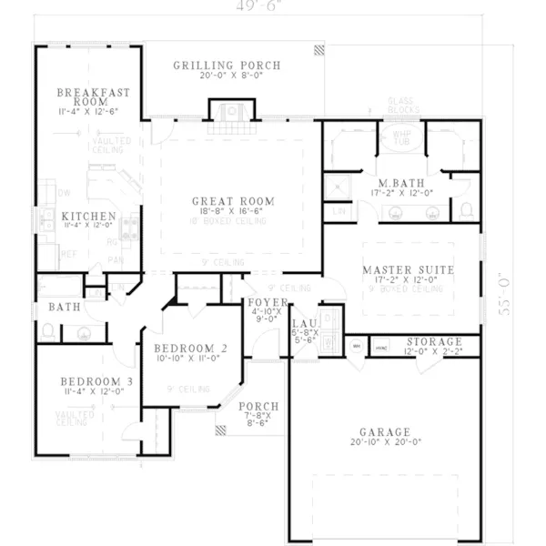 Country House Plan First Floor - Hillsgate One-Story Home 055D-0565 - Search House Plans and More