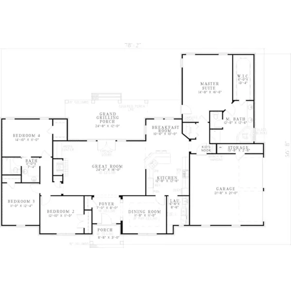 Country House Plan First Floor - Cheltenham Trail Ranch Home 055D-0566 - Search House Plans and More