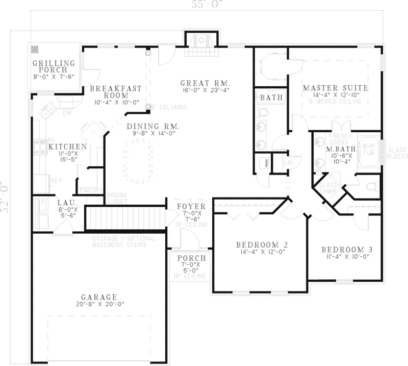 Traditional House Plan First Floor - Summer Falls Traditional Home 055D-0568 - Shop House Plans and More