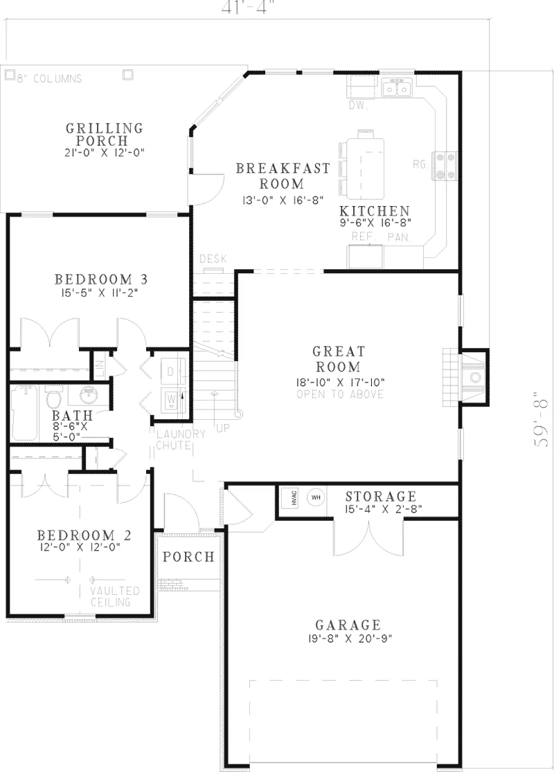 Country House Plan First Floor - Alsdorf Traditional Home 055D-0573 - Search House Plans and More