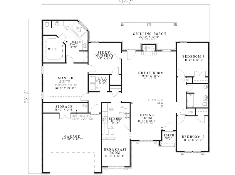 Contemporary House Plan First Floor - Norton Hill Ranch Home 055D-0574 - Shop House Plans and More