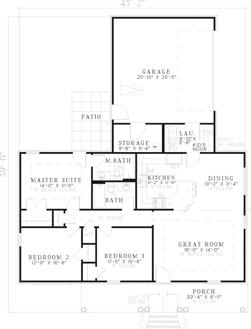 Traditional House Plan First Floor - Driftwood Trails Ranch Home 055D-0575 - Search House Plans and More