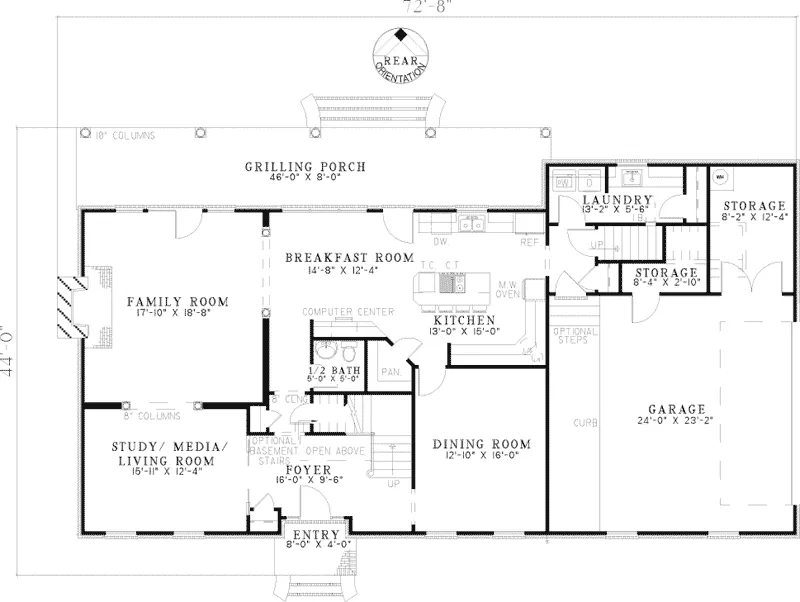 Georgian House Plan First Floor - Adams Park Colonial Home 055D-0577 - Search House Plans and More