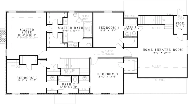 Colonial House Plan Second Floor - Adams Park Colonial Home 055D-0577 - Search House Plans and More