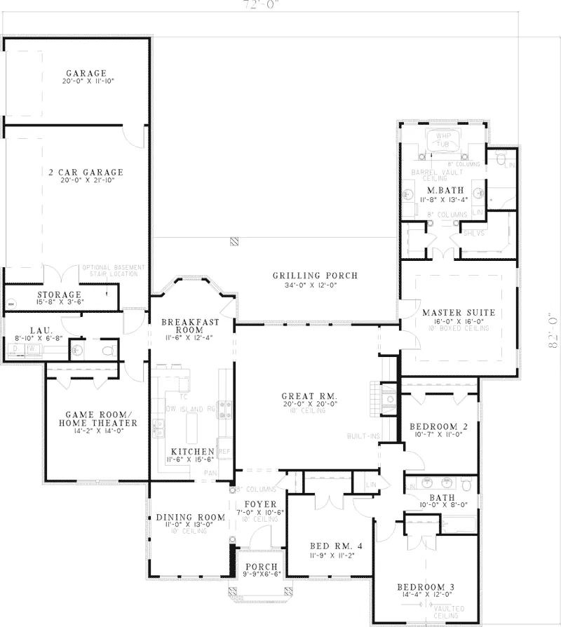 Southwestern House Plan First Floor - Fendler Traditional Home 055D-0579 - Search House Plans and More