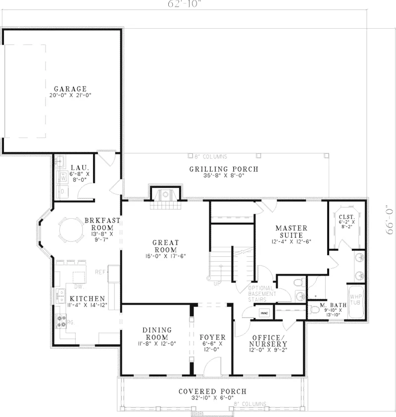 Country House Plan First Floor - Edgeview Cape Cod Home 055D-0580 - Search House Plans and More