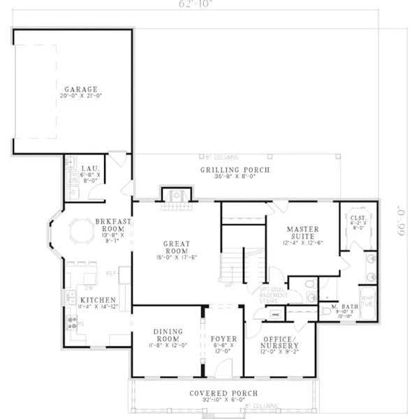 Colonial House Plan First Floor - Edgeview Cape Cod Home 055D-0580 - Search House Plans and More