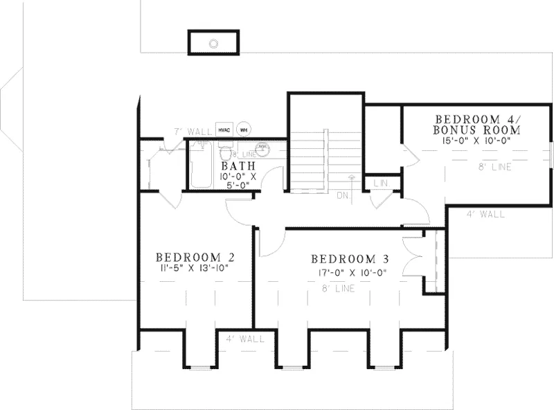 Southern House Plan Second Floor - Edgeview Cape Cod Home 055D-0580 - Search House Plans and More