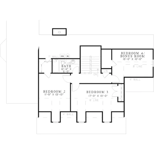 Colonial House Plan Second Floor - Edgeview Cape Cod Home 055D-0580 - Search House Plans and More