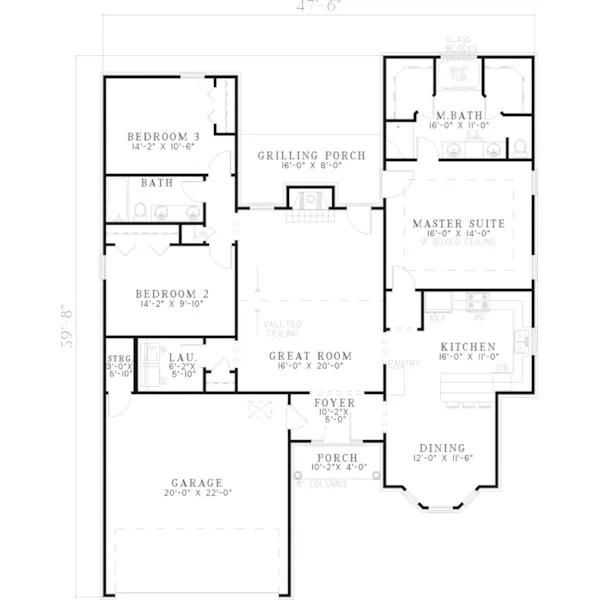 Traditional House Plan First Floor - Firethorn Ranch Home 055D-0589 - Search House Plans and More