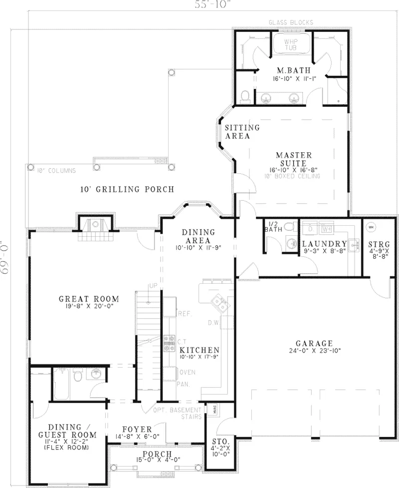 Southern House Plan First Floor - Weston Bayou Southern Home 055D-0590 - Shop House Plans and More