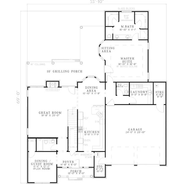 Traditional House Plan First Floor - Weston Bayou Southern Home 055D-0590 - Shop House Plans and More