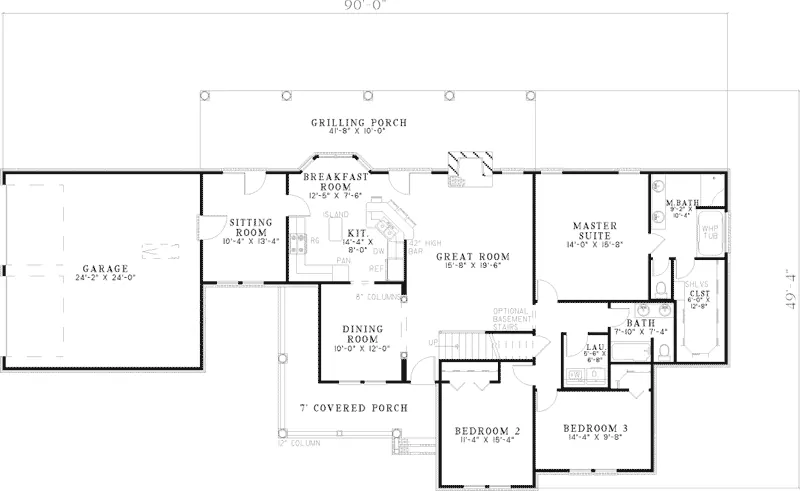 Ranch House Plan First Floor - Shiloh Woods Ranch Home 055D-0591 - Shop House Plans and More