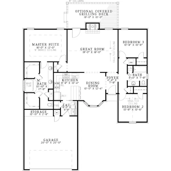 Southern House Plan First Floor - Firewood Traditional Ranch Home 055D-0593 - Search House Plans and More