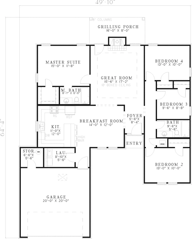 Ranch House Plan First Floor - Drakeston Ranch Home 055D-0595 - Search House Plans and More