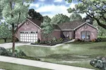 Brick Ranch House With Front Loading Garage