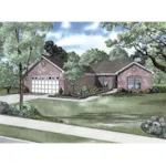 Brick Ranch House With Front Loading Garage