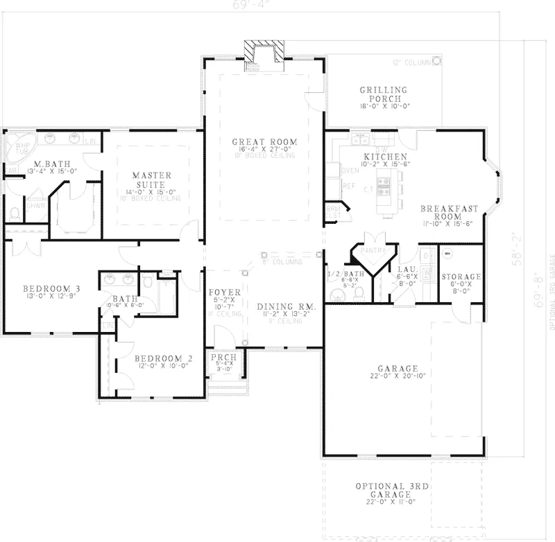 European House Plan First Floor - Colette Ranch Home 055D-0597 - Search House Plans and More