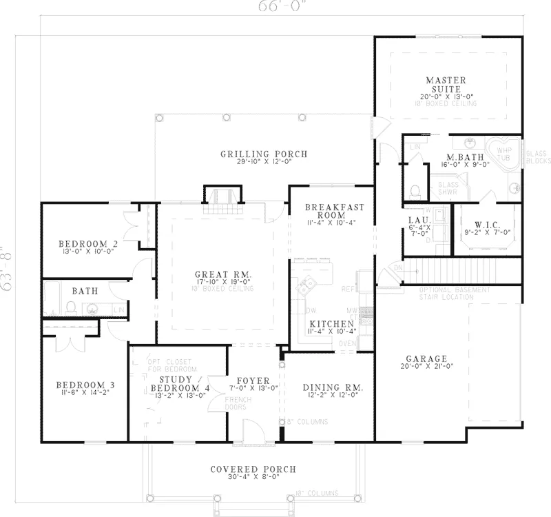 Colonial House Plan First Floor - Salome Canyon Country Home 055D-0599 - Shop House Plans and More