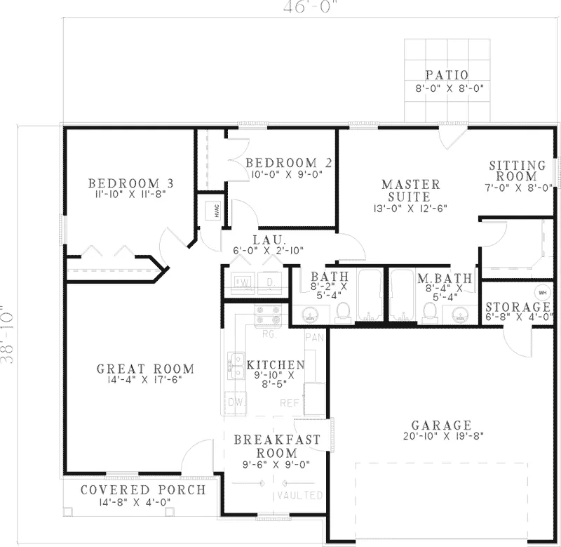Ranch House Plan First Floor - Foxtrail Traditional Ranch Home 055D-0606 - Search House Plans and More