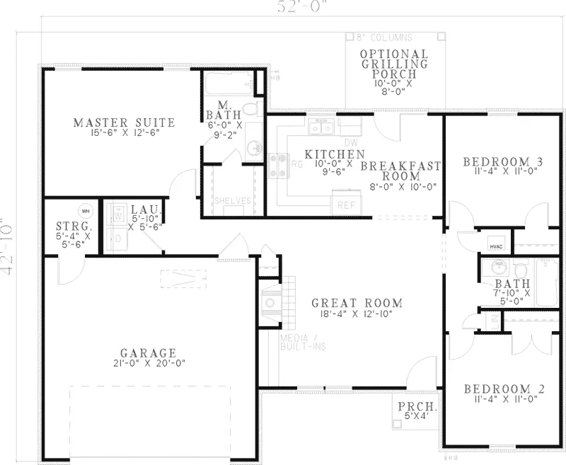 Country House Plan First Floor - Zimmerman Ranch Home 055D-0607 - Shop House Plans and More