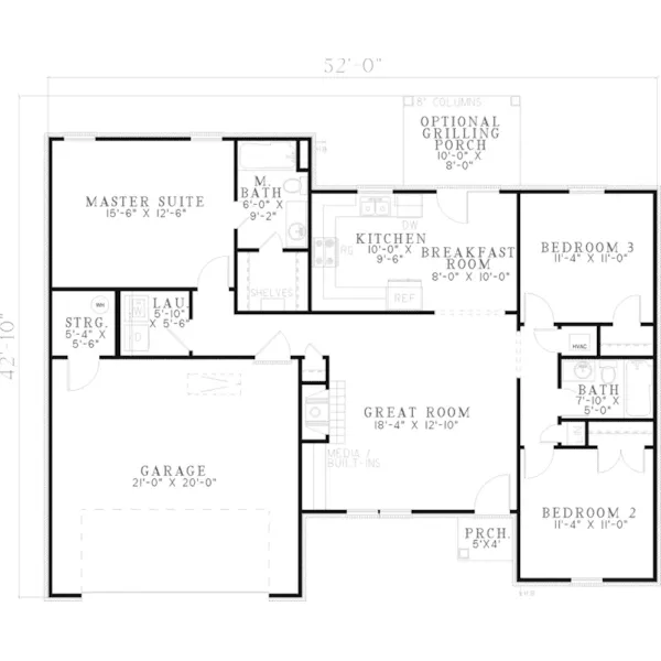 Traditional House Plan First Floor - Zimmerman Ranch Home 055D-0607 - Shop House Plans and More