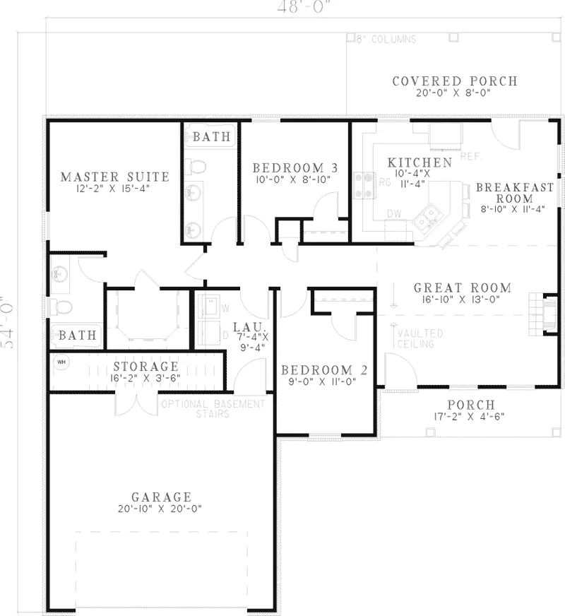 Ranch House Plan First Floor - Brooks Creek Ranch Home 055D-0612 - Search House Plans and More