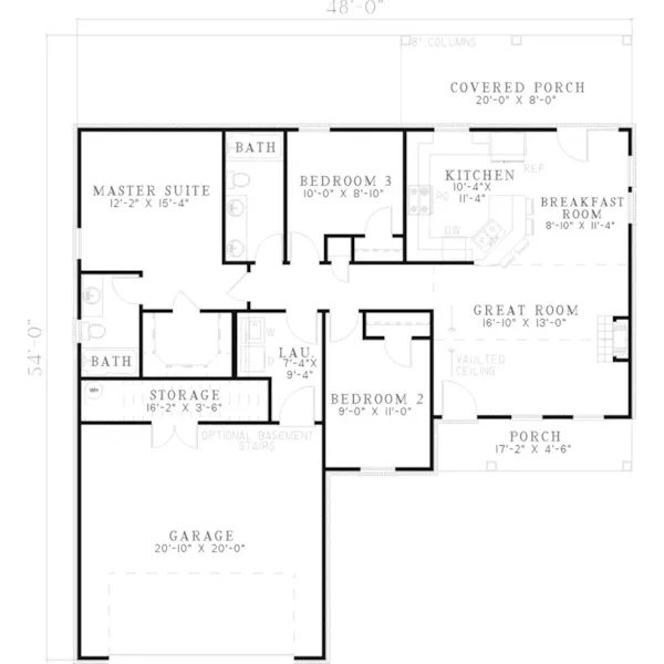 Country House Plan First Floor - Brooks Creek Ranch Home 055D-0612 - Search House Plans and More