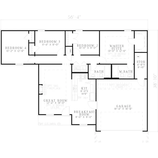 Neoclassical House Plan First Floor - Lopera Ranch Home 055D-0615 - Shop House Plans and More