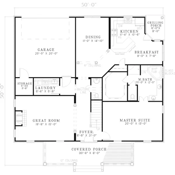 Southern House Plan First Floor - Greenbough Southern Home 055D-0618 - Search House Plans and More