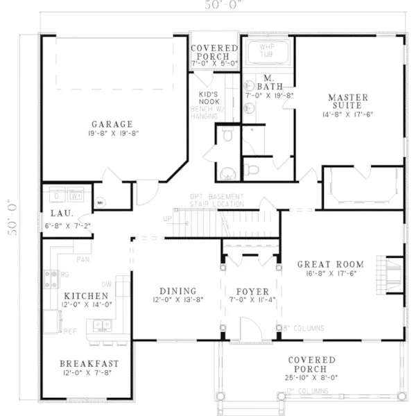 Southern House Plan First Floor - Laurens Pier Country Home 055D-0620 - Shop House Plans and More