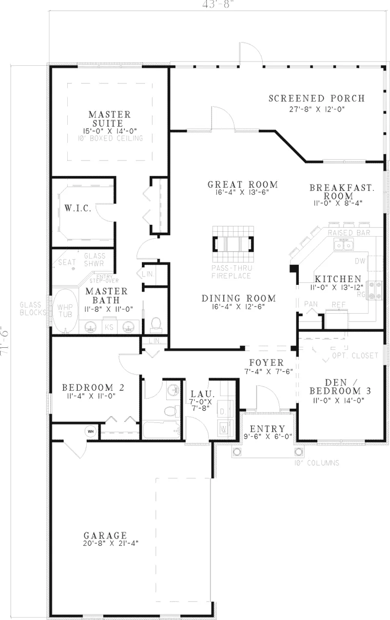 Ranch House Plan First Floor - Conneaut Lake Ranch Home 055D-0624 - Search House Plans and More