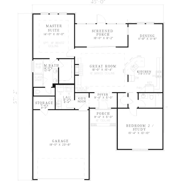 Ranch House Plan First Floor - Tourneau Falls Traditional Home 055D-0627 - Shop House Plans and More