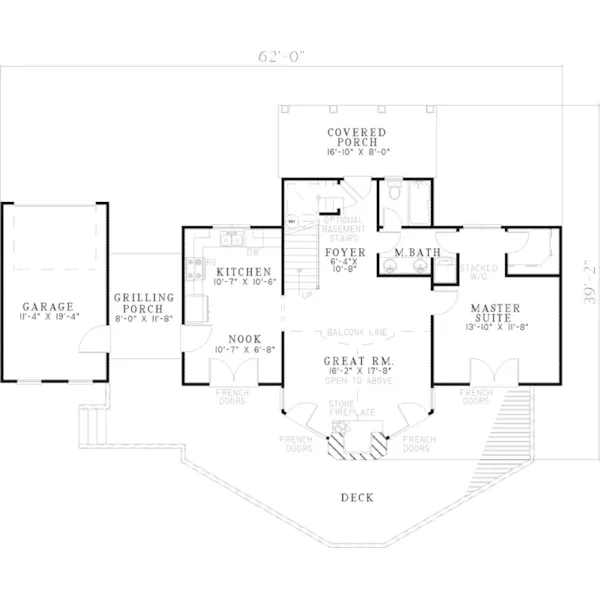 Waterfront House Plan First Floor - Cantwell Lake Waterfront Home 055D-0629 - Search House Plans and More