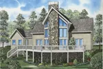 Rustic Stone A-Frame Style Windows Are Focal Point Of This Home 