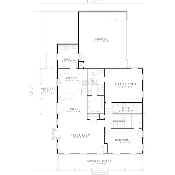 Ranch House Plan First Floor - Berryville Country Home 055D-0636 - Search House Plans and More