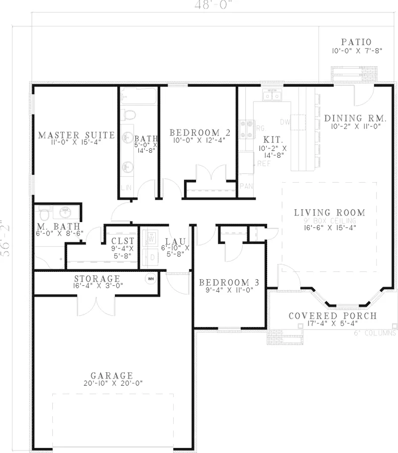 Ranch House Plan First Floor - Shipley Creek Ranch Home 055D-0637 - Shop House Plans and More