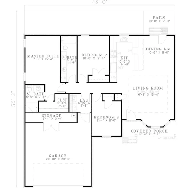 Southern House Plan First Floor - Shipley Creek Ranch Home 055D-0637 - Shop House Plans and More