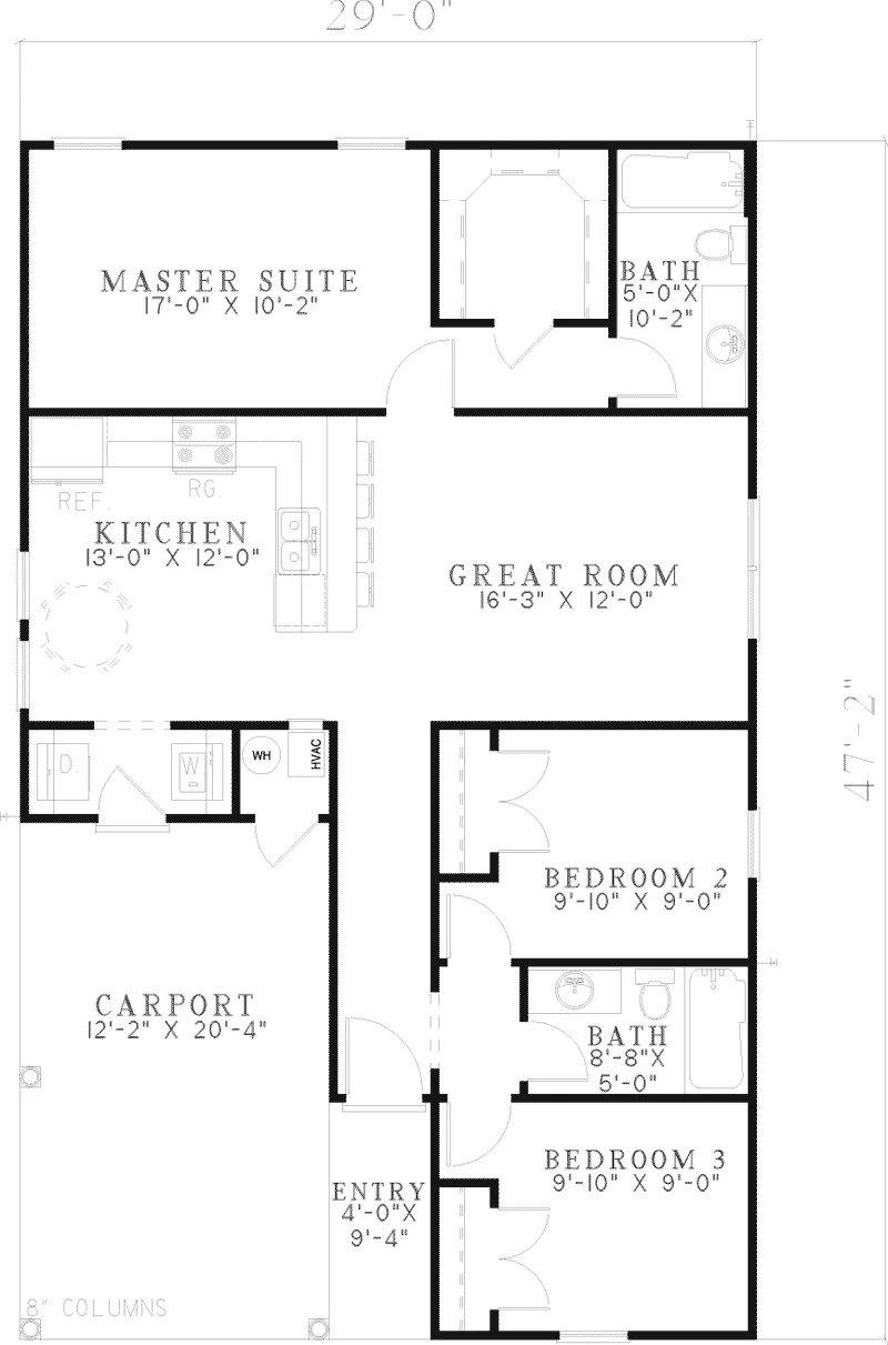 Ranch House Plan First Floor - Stover Country Ranch Home 055D-0638 - Shop House Plans and More